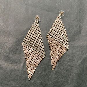 Elegant Silver Mesh Earrings